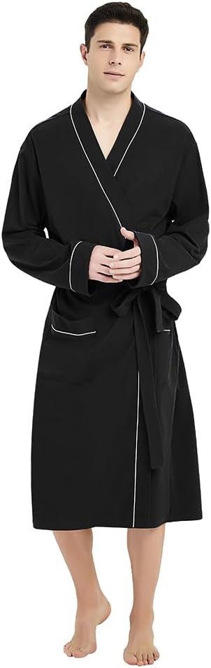 U2SKIIN Mens Cotton Blend Robe Lightweight Knit Bathrobe