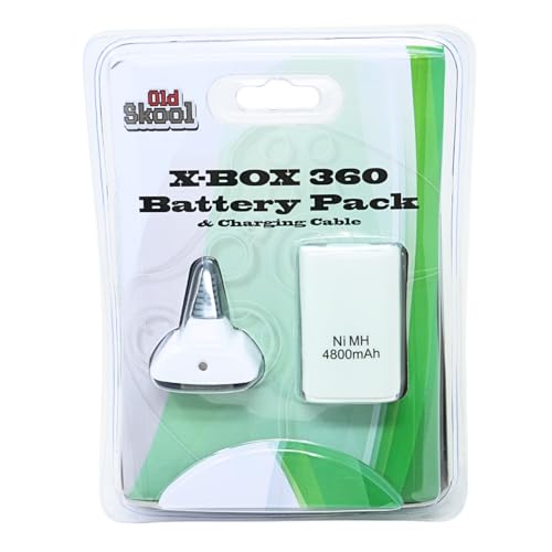 Old Skool Play & Charge Kit Battery and Charging Cable -White Compatible with Xbox 360