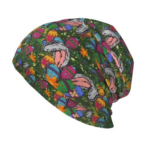 Easter Beanie Chemo Hats for Women Men Easter Bunny Slouchy Cancer Headwear Stretchy Skull Cap Soft Knitted Hat Nightcap Chemo Gifts