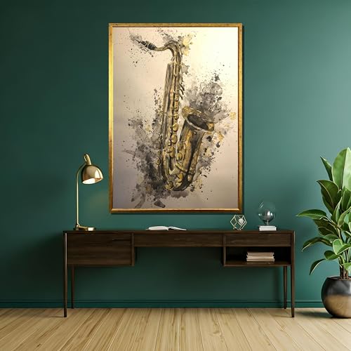 Idée cadeau mélomane : Affiche de saxophone doré pour fan de musique jazz - 4