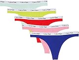 Calvin Klein Women's Carousel Logo Pride Cotton Stretch Thong Panties, Multipack, Violet Dream/Rosey
