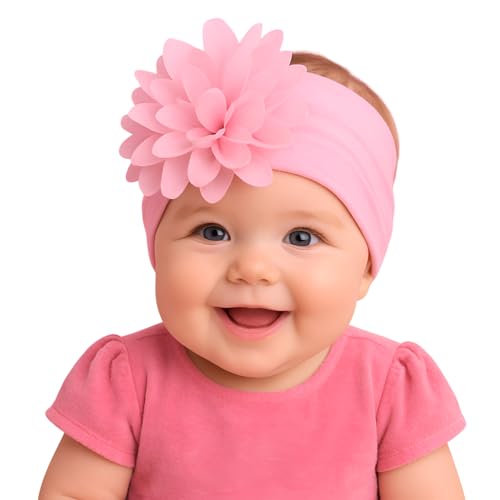 Image of SYGA Pack of 6 Baby Headbands Nylon Flower Soft Stretchable Hairband for Newborn Infant Toddler Kids For 0-3 Year (Multicolor)