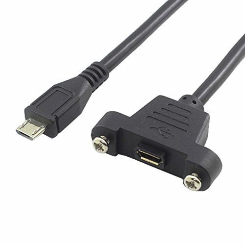 UseBean USB Micro Panel Mount Cable, 1.6FT Micro USB Male to Female Micro USB Extension Cord with Screws, Data+Charge,Black