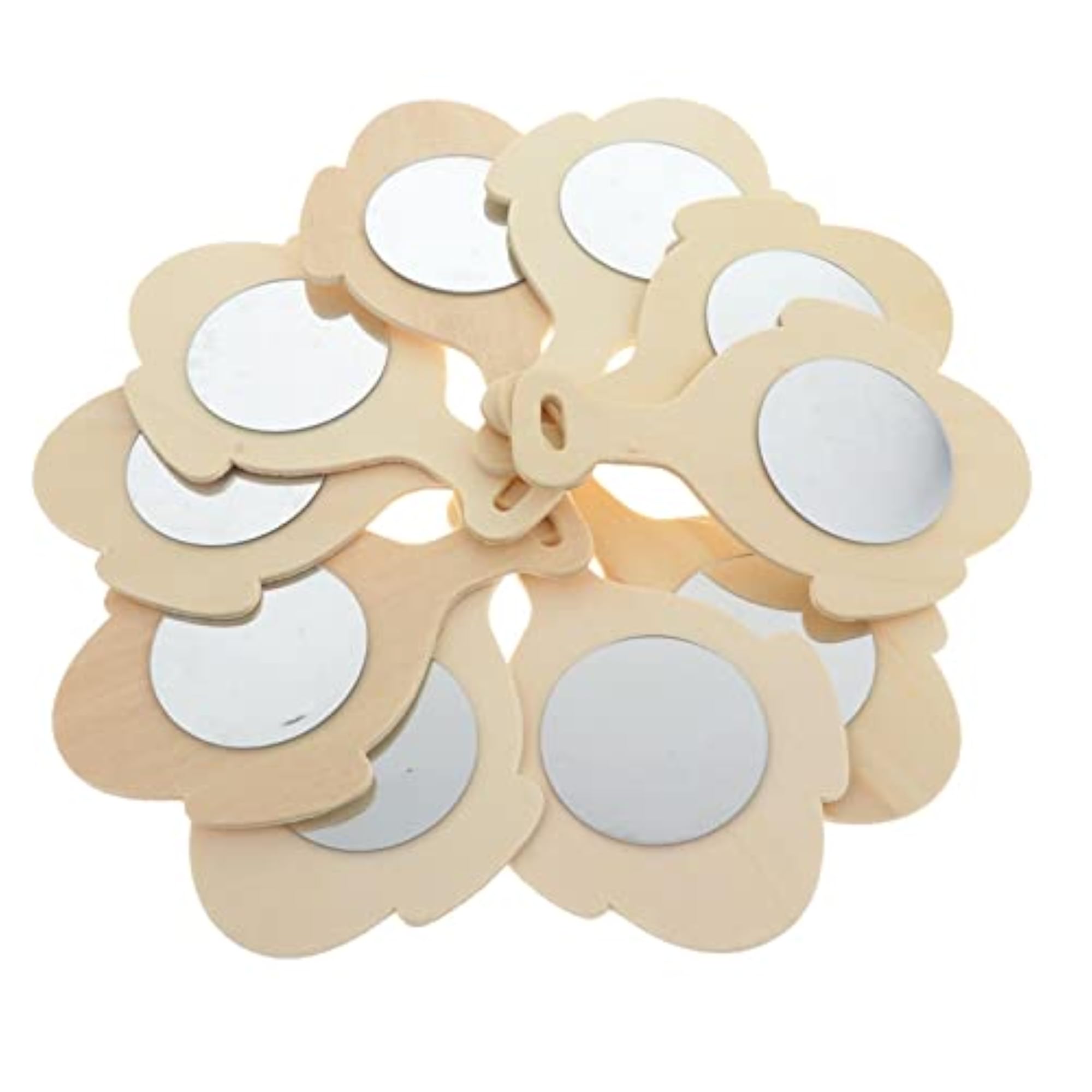 10 Pieces Fish Shape Unfinished Wooden Handheld Mirror for Kids