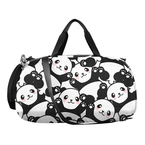 Travel Duffle Bag for Kids Boys Girls Panda Little Animal Print Sports Bag Overnighter Duffle Sleepover Weekender with Shoes Compartment4