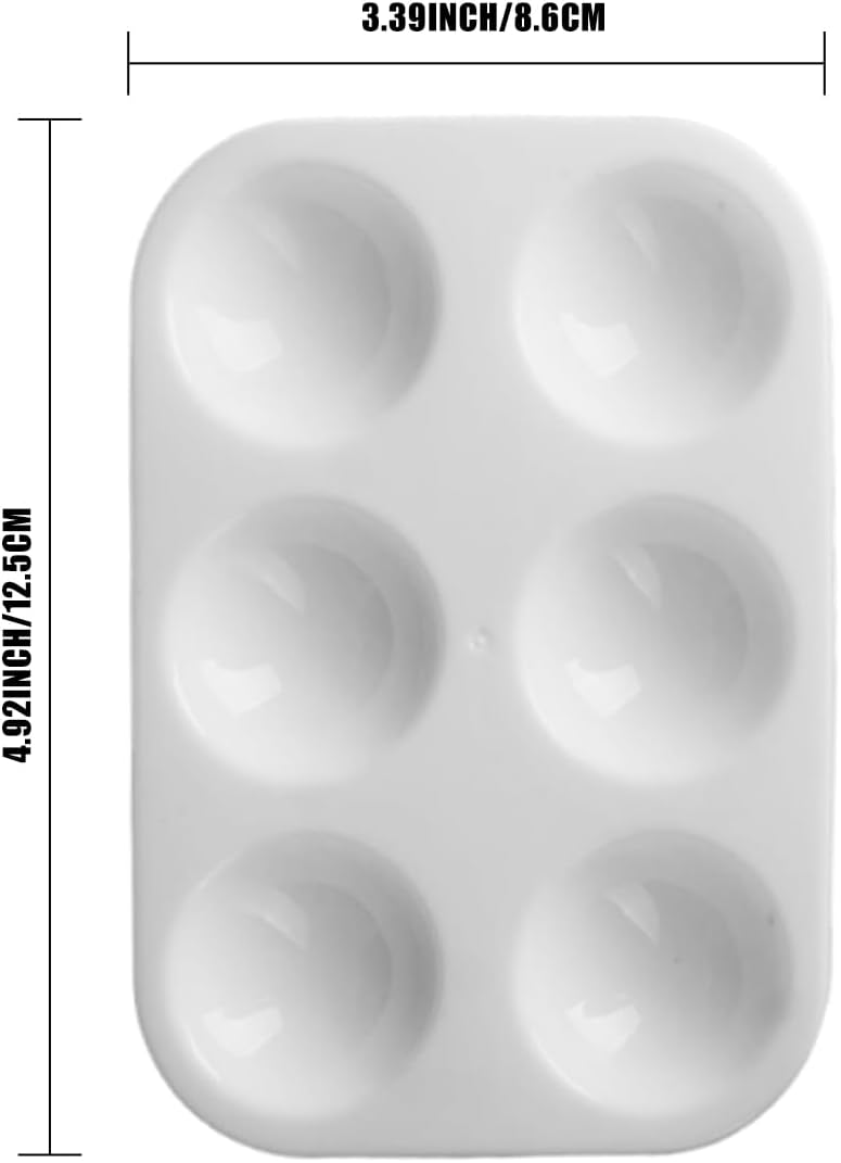 Haploon 150 Pcs White Plastic Art Paint Tray Palettes, 6 Well Rectangular Watercolor Palette Tray, Craft Paint Trays Finger Painting Tray Paint Palettes for DIY Art Painting Watercolor Craft - Image 2