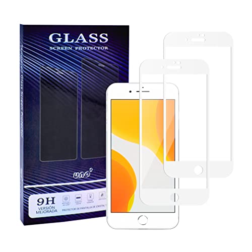 UNO' Pack 2, Protector Pantalla Cristal Templado para iPhone 7, iPhone 8, iPhone SE (Blanco) - Ultra...