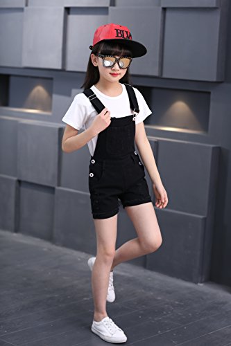 Sitmptol Big Girls Kids Denim Overalls Cute Jumpsuits Casual Boyfriend Romper 150 Black #TOP4