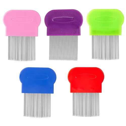 Runivor Pente de pulgas de gato dentes de aço inoxidável com alça de plástico, pente de remoção de p