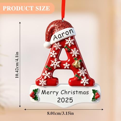 Image of Bemaystar Personalized Initial Christmas Ornaments 2026 - Custom Ornaments with Name, Personalized A-Z Letter Ornament, 3D Resin Name Ornament for Christmas Tree, Xmas Gifts for Family Kids Friends