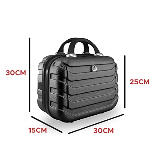 Kit Mala Bordo Viagem Frasqueira Bagagem de Mão ANAC Regulamentada ABS Rígido Rodinhas 360 (Cinza)