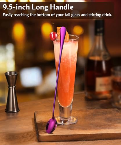 Lovingly Yours 9.5INSPOON4MULTI 9.5-Inch Long Handle Ice Tea Spoons, Ice Cream Spoons, Iced Teaspoons Long Coffee Spoons, Stainless Steel Stirring Spoons, Set Of 4 thumb #1