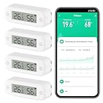 Termómetro Digital Inteligente Higrómetro, Sensor ...: 【Pantalla LCD y Medición Precisa】 Es un Termómetro Higrómetro Inteligente equipado con una pantalla LCD de alta definición, que garantiza lecturas más rápidas y precisas de la temperatura y la información de humedad. Con una precisión de ±1℃ en tempe...