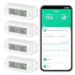 Termómetro Digital Inteligente Higrómetro, Sensor ...: 【Pantalla LCD y Medición Precisa】 Es un Termómetro Higrómetro Inteligente equipado con una pantalla LCD de alta definición, que garantiza lecturas más rápidas y precisas de la temperatura y la información de humedad. Con una precisión de ±1℃ en tempe...