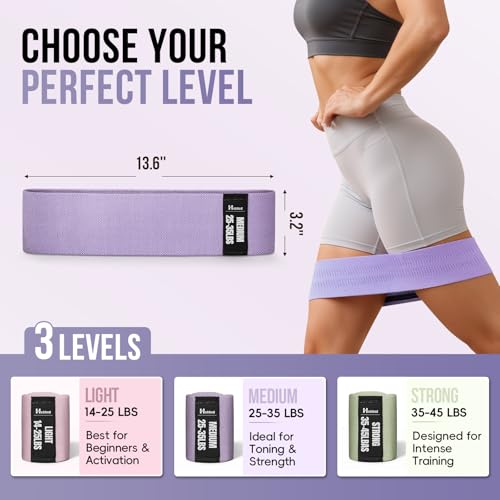 Image of Fabric Resistance Band Set with Exercise Guide, 3 Levels for Hip and Glute | For women and men; 3 resistance levels with an exercise guide for legs, squats, yoga, fitness, and physical therapy