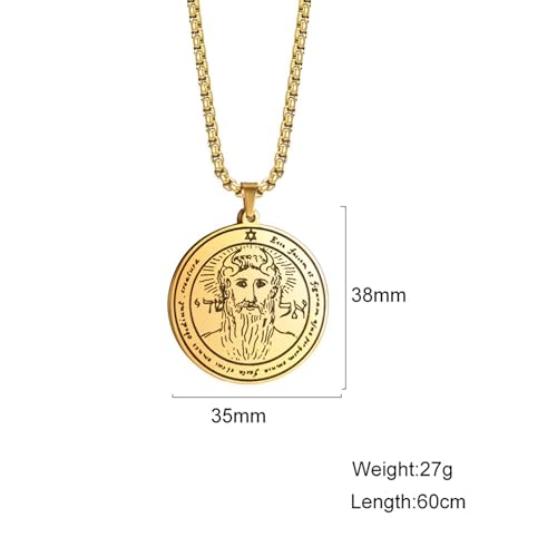 Image of VASSAGO Key of Solomon Seals Necklace Engraved with 72 Names of God Pendant Spiritual Protection Amulets for Men Women