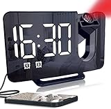 Projector Alarm Clocks, Ceiling Clock Projector for Bedroom, Mirror Alarm Clock Projector Clock with