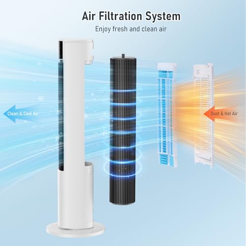 3-in-1 Evaporative Air Cooler, 40" Cooling Fan, 75° Oscillation, 3 Speeds 4 Modes, 12H Timer, Remote Control, 2 Ice Packs, 4L Water Tank, Portable Bladeless Fan with Humidifier, Be image 4
