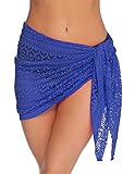 Hotouch Women's Swimsuit Coverups Sarongs Crochet Lace Bikini Sheer Swimwear Beach Cover Ups Dress Blue