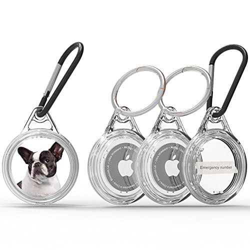 kuo yu AirTag Case, Clear Waterproof 4 Pack, Anti-Scratch Dog Tag Holder, Compatible with Keys, Backpacks, Accessories, AirTag Keychain TPU Material, Soft, Durable, Unisex, Airtag Case