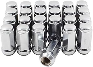 Wheel Accessories Parts 14x1.5 Lug Nuts 24 Pack Chrome Closed End Bulge Acorn Lug Nuts Set - Cone Seat - 19mm (3/4") Hex Wheel Lug Nut M14x1.50 (24 Lug M14x1.50, Chrome)