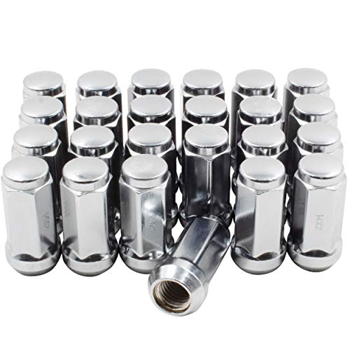 Wheel Accessories Parts Set of 24 Chrome 12x1.25 Lug Nuts Closed End Bulge Acorn Lug Nut Kit Cone Seat 19mm (3/4