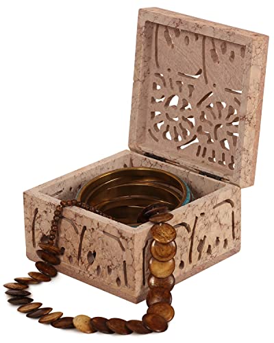 Stone Jewelry Box Novelty Item Unique Artisan Traditional Handmade Trinket Treasure Keepsake Box - Small Jewelry Storage Rings, Earring, Chain, Cufflinks - Perfect Gifts for Women Girls