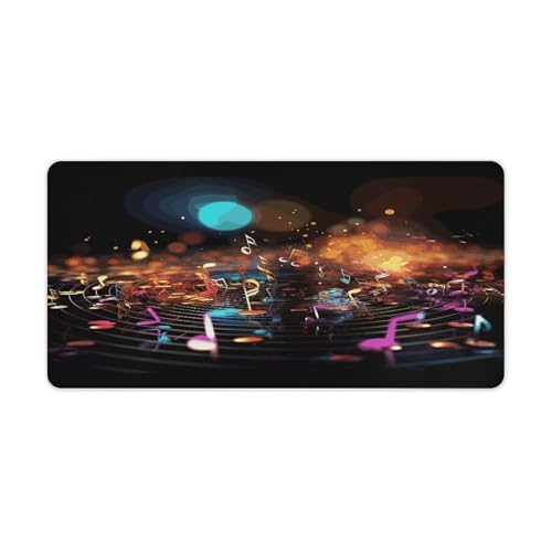 Colorful Music Notes Desk Mat Non-Slip Large Mouse Pad