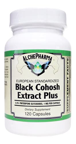 AlchePharma Black Cohosh Extract Plus, European Standardized 2.5% Triterpene glycosides (120 Capsules)