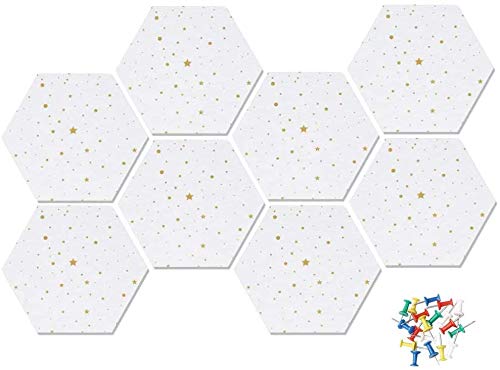 Tablero de Corcho, 8 piezas Pizarra Corcho, Hexágono Corcho con 20 Chinchetas, Tablero Corcho para Colgar Fotos, Decoración del Hogar y Notas de Oficina (blanco)