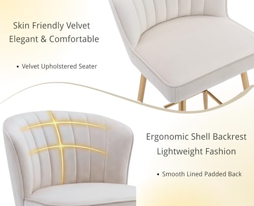 Image of EALSON Counter Height Bar Stools Set of 4 Modern Bar Chairs with Back Velvet Upholstered Barstools with Gold Footrest Comfortable Island Chairs for Kitchen Counter /Home Bar /Dining Room, Beige