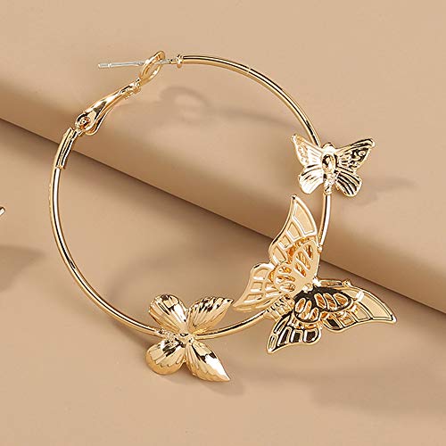 Butterfly Big Hoop Earrings Gold Monarch Butterfly Dangle Earrings Party Vacation Jewelry Gift For Women Girls-Gold B #TOP2