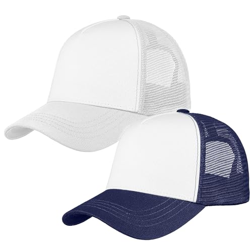 Image of Falari 5-Panel Mesh Baseball Cap, Trucker Hat, Structured Plain Design, Cotton, Adjustable Size