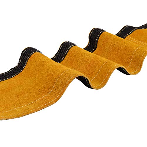 Holulo Tig Welding Torch Cable Cover Flame-Resistant Leather Kevlar Stitched,Yellow Mig/Plasma Cable Sleeves Tig Cover,137'' #TOP7