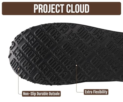 Image of Project Cloud Men's 100% Genuine Leather Shearling Memory Foam Slippers | Genuine Shearling Lining and Lightweight Non-Slip Indoor & Outdoor Wear Slippers for Men - Water-Resistant Mens Slippers