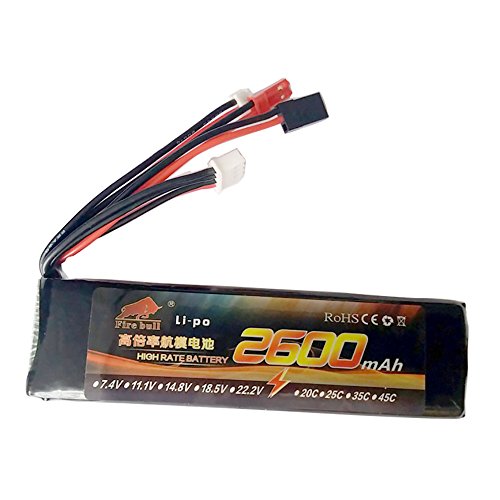 11.1V/3S 2600Mah 8C Lipo Battery Jst + Jr + Futaba Plug #TOP3