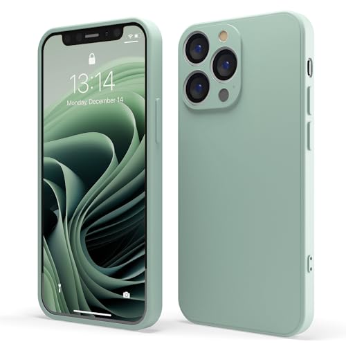 Red Ember Coque de protection antichoc pour iPhone, ultra fine en silicone liquide avec finition mate et doublure en microfibre douce anti-rayures (sauge, iPhone 14 Pro)