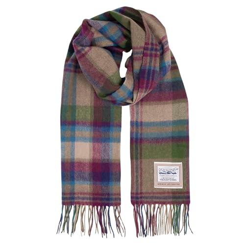 Heritage Traditions 100% Pure Wool Tartan Scarf Check Scarf for Men & Women Scottish Scarf Men Style Womens Wool Scarf with Soft Brushed Finish & Fringe