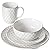 LE TAUCI Dinnerware Sets 4 Piece, Ceramic Plates and Bowls With Mugs Set, Housewarming Gift, Serve for 1(10" Dinner Plates + 8" Salad Dish + 26 oz Cereal Bowl+12 oz Coffee Mug),Clover-Arctic White