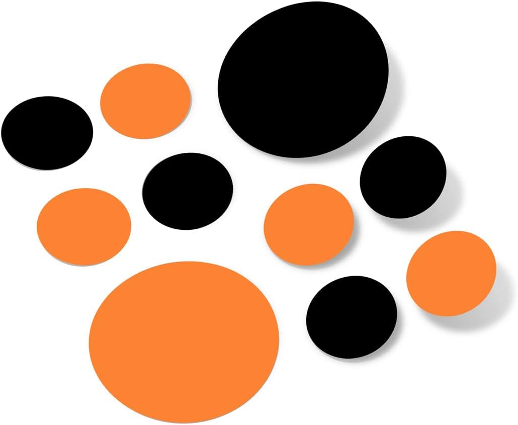 Black/Orange Vinyl Wall Stickers - 2 & 4 inch Circles (30 Decals)
