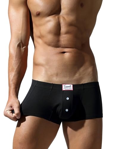 BIMONI Herren Premium Retroshorts Sexy Boxershorts Low-Rise Dessous aus Soft-Viskose Schwarz Größe XL
