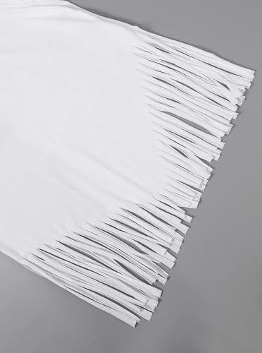 Remidoo Camiseta de Manga Corta con Flecos para Mujer, de Gran tamaño, Sexy, Cuello en V, Blanco, Large