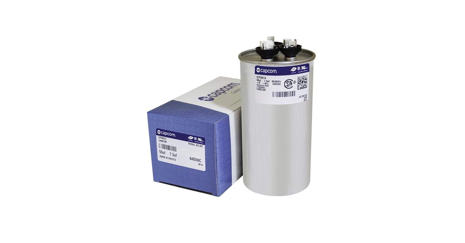 ry GE Genteq Round Capacitor 55 7.5 uf MFD 440 Volt Z97F9874