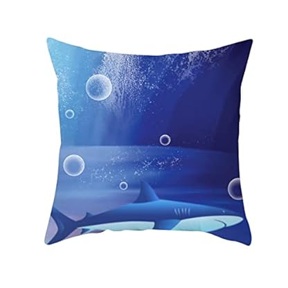 Dsnyu Kissenüberzug Vintage, Unterwasserwelt-Haifisch-Muster Dekokissen 40x40, Dunkelblau Couchkissen Polyester für Terrassen Deko