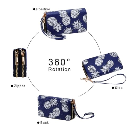 Image of XEYOU Double Zipper Long Clutch Wallet Cellphone Wallet for Women with Removable Wristlet Strap for Credit Card, Cash, Coin, Bill