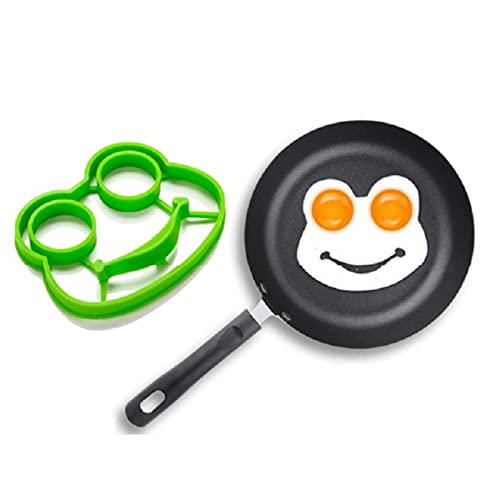 CUICUI 1 Pièces Vert Silicone Grenouille Dessin Animé Frite Oeuf Cadre Oeuf Moule Crêpe Oeuf Anneaux Shaper Oeuf Omelette Moule Cuisine Outil