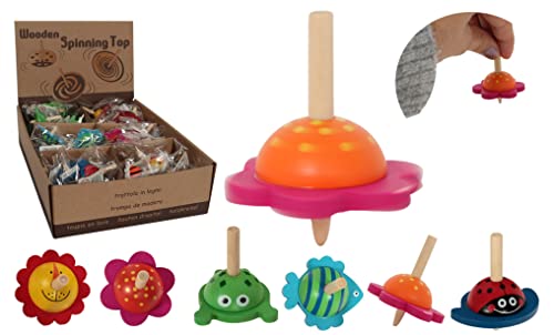 PLANETE BOIS - Toupie Fleur - 030147A - 4,5 cm - Bois - Jeux d'Adresse - Multicolore - À Partir de 3 Ans Cover