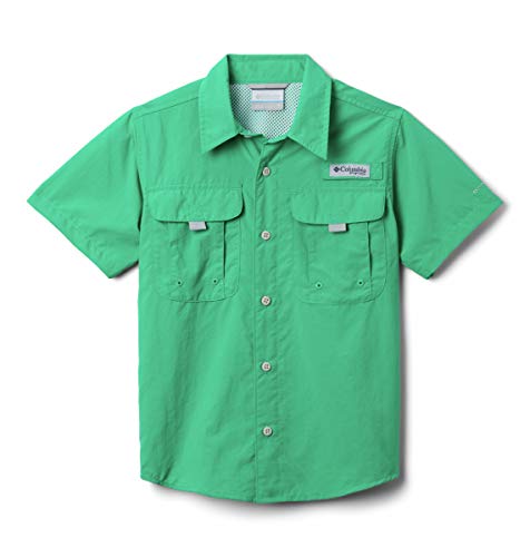 Columbia Youth Boy's Big Bahama Short Sleeve Shirt, Dark Lime, Medium
