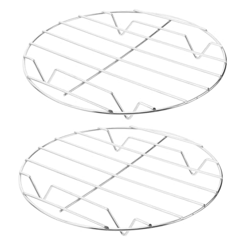 TOBBOMEY 2 piezas Soporte para Barbacoa de Acero Inoxidable Grueso Resistente Altas Temperaturas Antiadherente para Asar Pollo Costillas y Pizza