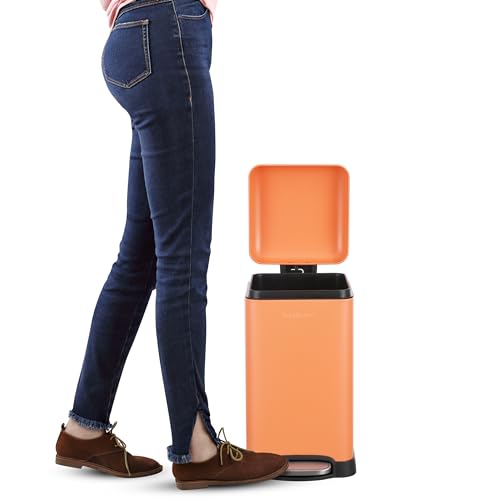 Image of happimess Betty Retro Mini 3.2 Gal Step Trash Can, Carrot Cake